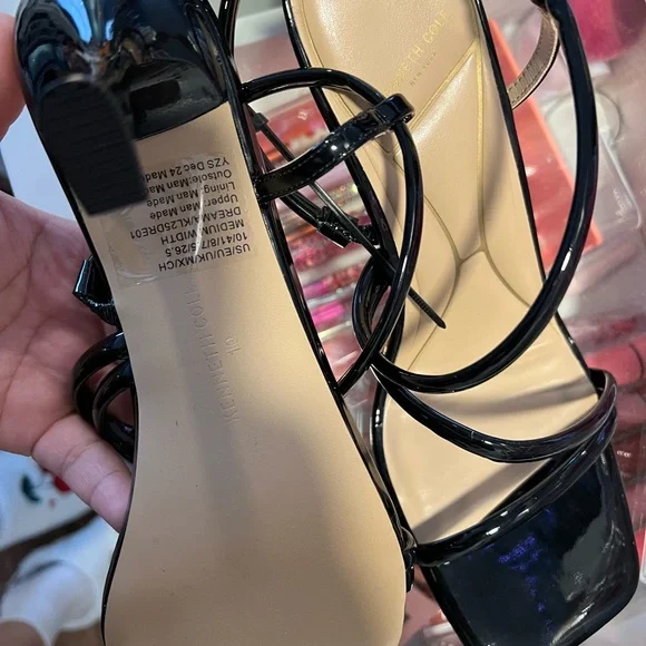 Glossy Black Strappy Heels - Picture 2 of 4